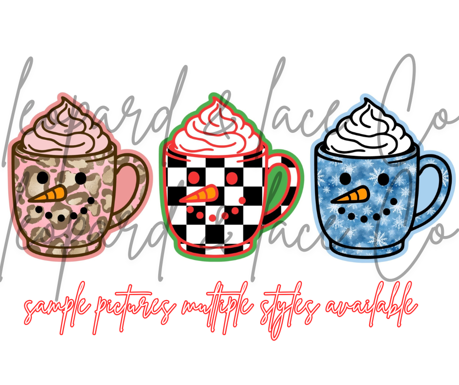 Rustin Raven Exclusive Snowman Cup with Leopard and Lace Co cardstock