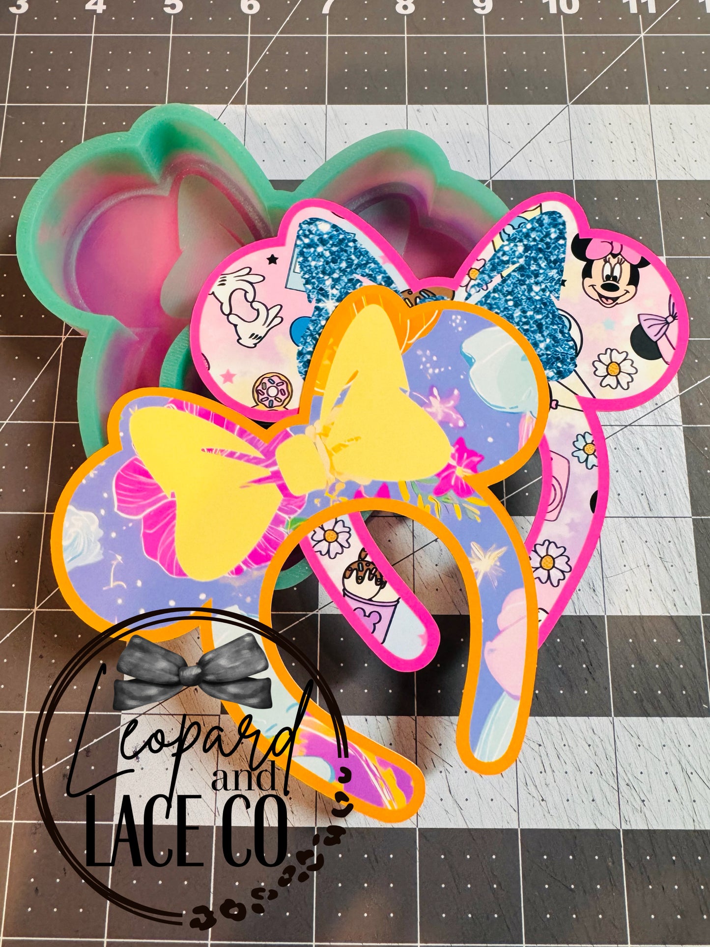 Rustin Raven Exclusive Mouse Ears for Leopard and Lace cardstock