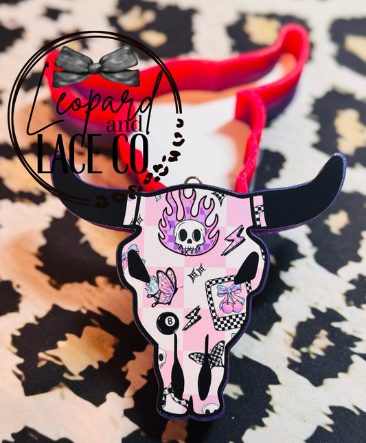 Rustin Raven Exclusive Bull Head for Leopard and Lace Co cardstock