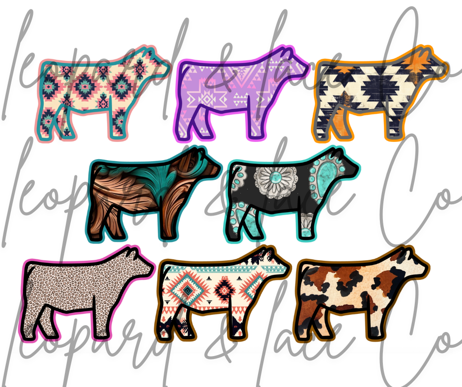 Rustic Raven Exclusive Show Steer for Leopard and Lace cardstock