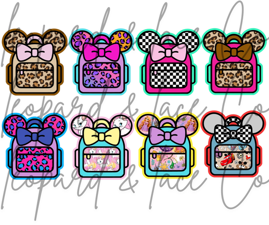 VIP Ears Back Pack With Bow Freshie Mold Exclusive can be used with Leopard & Lace Cardstock