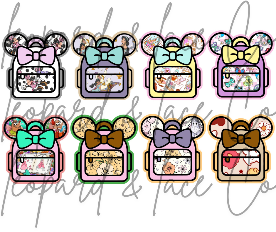 VIP Ears Back Pack With Bow Freshie Mold Exclusive can be used with Leopard & Lace Cardstock
