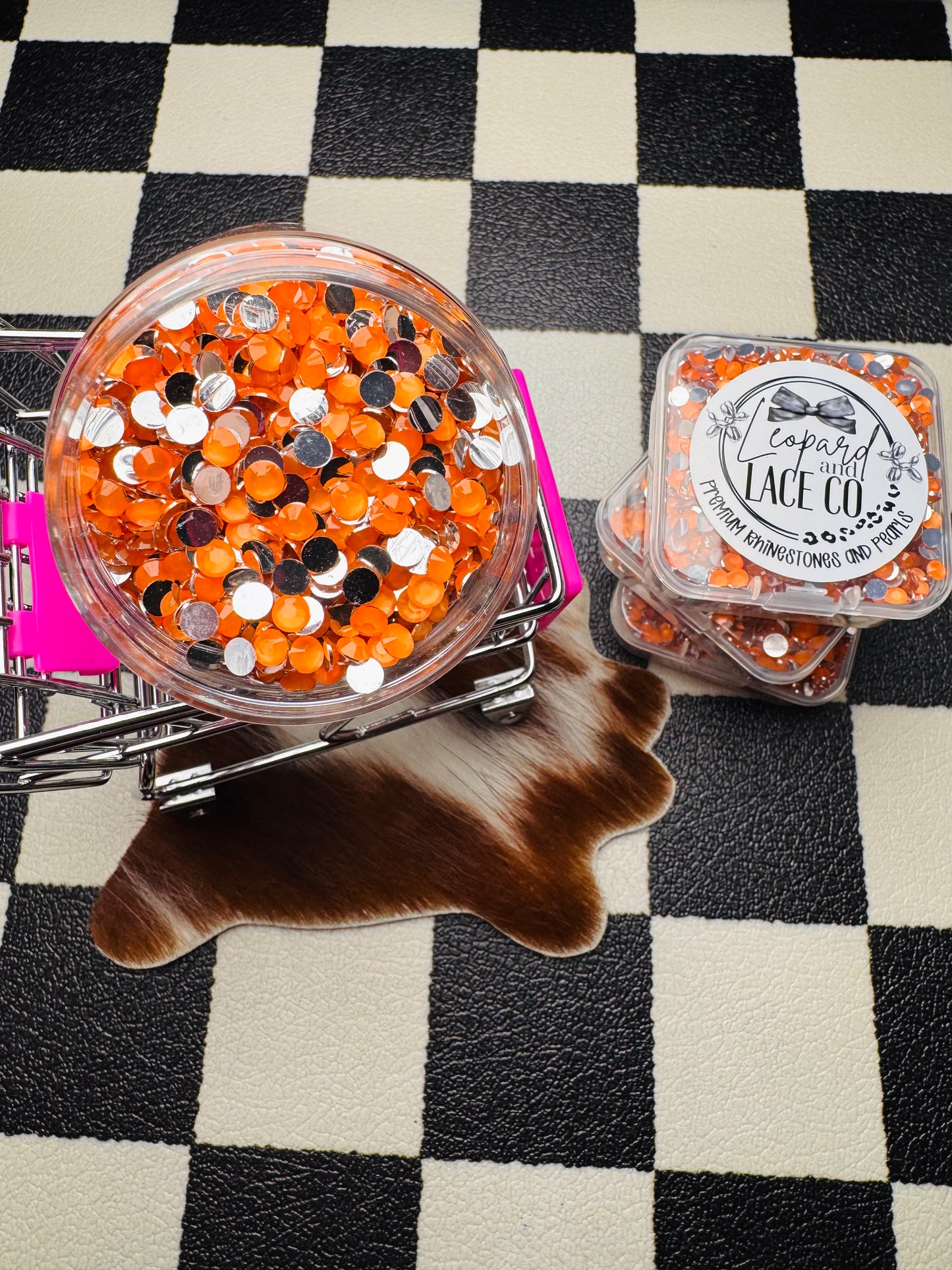 Neon Orange Rhinestones