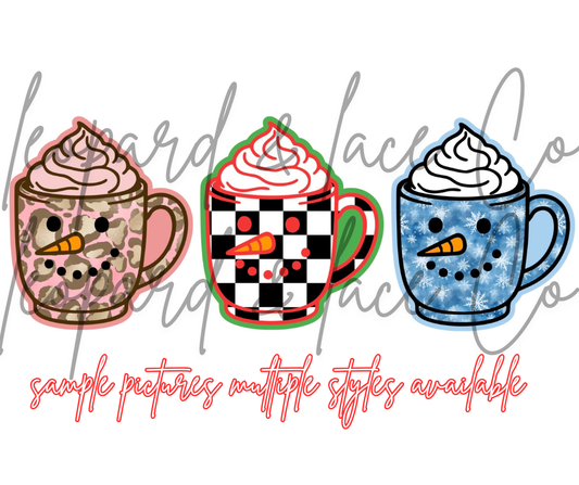 Rustin Raven Exclusive Snowman Cup with Leopard and Lace Co cardstock